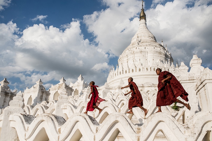 budist çocuklar myanmar fotoğraf