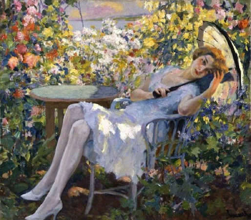 Edward Cucuel, Young Girl With A Parasol