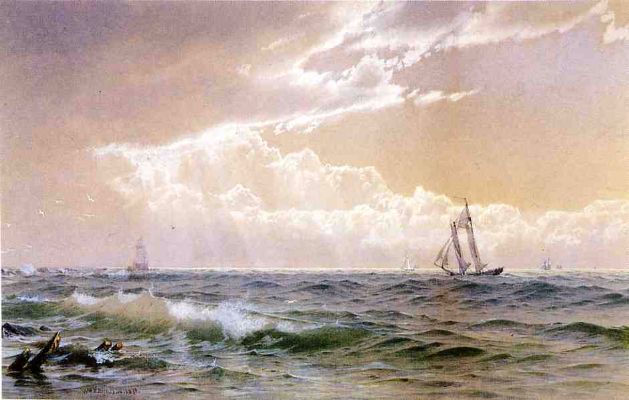 William Trost Richards, Coastal Scene With Sailboats