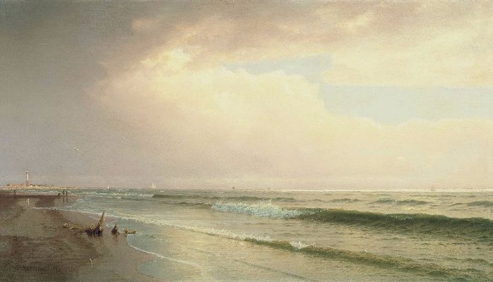 William Trost Richards, Seascape with Distant Lighthouse