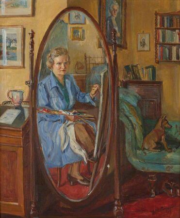 Marie-Louise Roosevelt Pierrepont, Seated Self Portrait, Shown In a Cheval Dressing Mirror, 1952