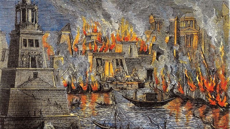 Herman Goll, L'incendie de la bibliothèque d'Alexandrie, 1876