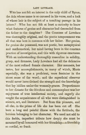 Ada Lovelace ölüm ilanı