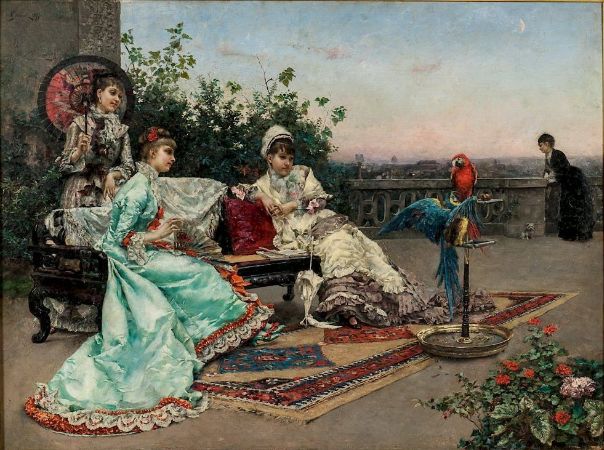 Julius Leblanc Stewart, Twilight on the Terrace, Paris, 1877