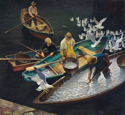 Nowell Convers Wyeth, Dark Harbor Fishermen, 1943