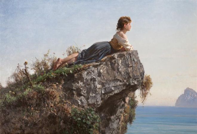 Filippo Palizzi, The Maiden on the rock in Sorrento, 1871