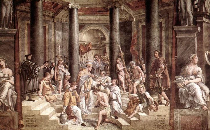 Rafael'in öğrencileri tarafından yapılan Konstantin'in Vaftizi adlı resim