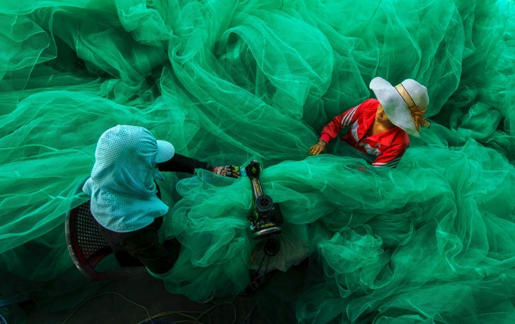 balık ağları dikiş makinesi fotoğraf vietnam