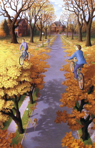 rob gonsalves, autumn cycling, rob gonsalves resimleri, büyülü gerçekçilik