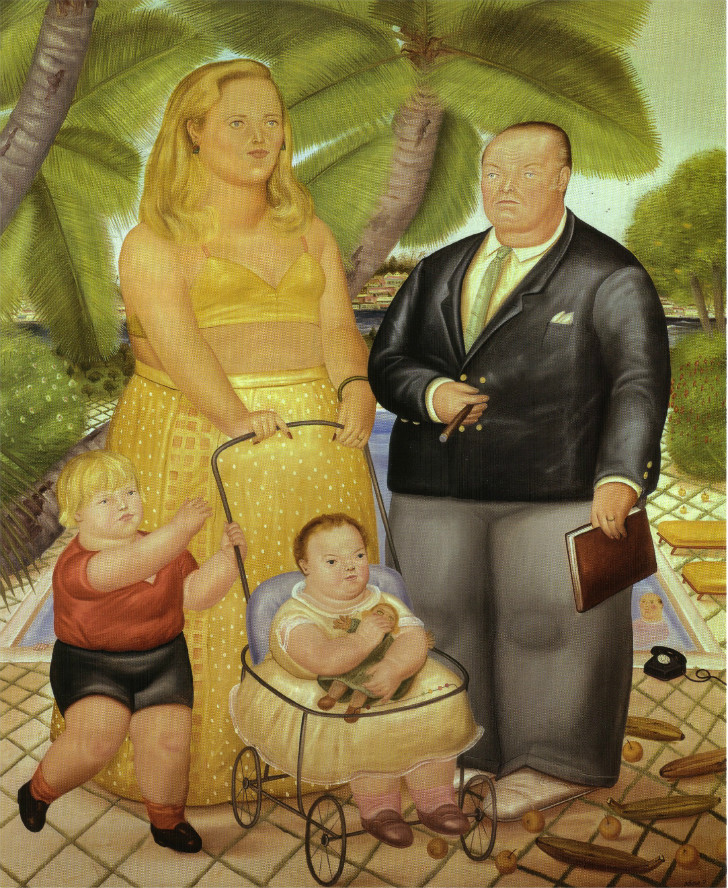 Fernando Botero - Frank Lloyd and His Family In Paradise Island
