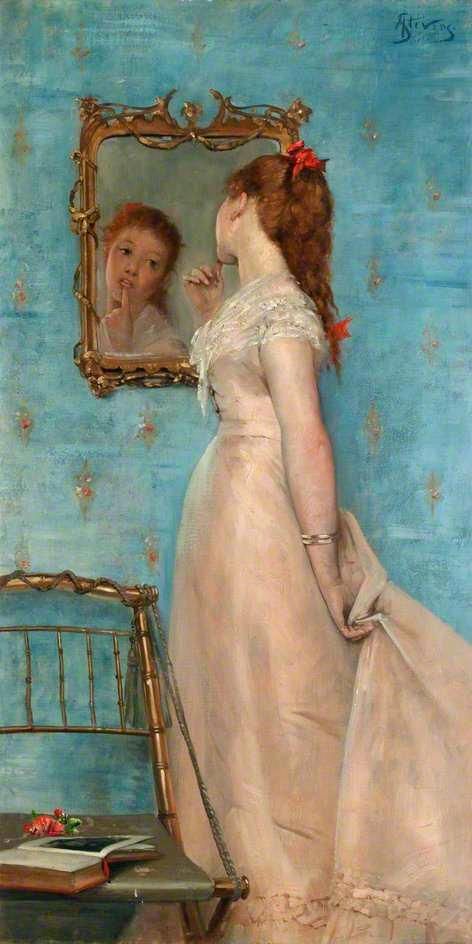 alfred stevens girl looking in the mirror