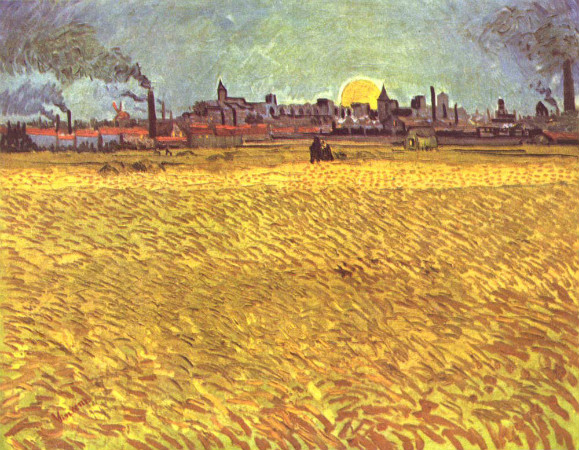 Van Gogh, Summer Evening, Wheatfield With Setting Sun, 1888