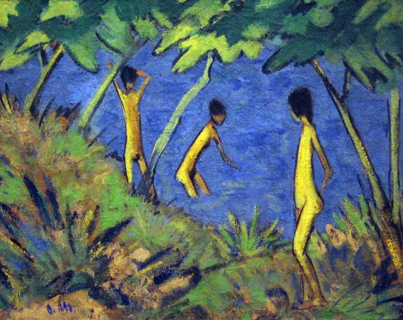 Otto Mueller - Landscape with yellow nudes