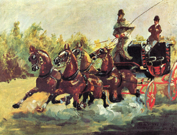 Babası Alphonse de Toulouse-Lautrec Driving His Four-in-Hand, 1880