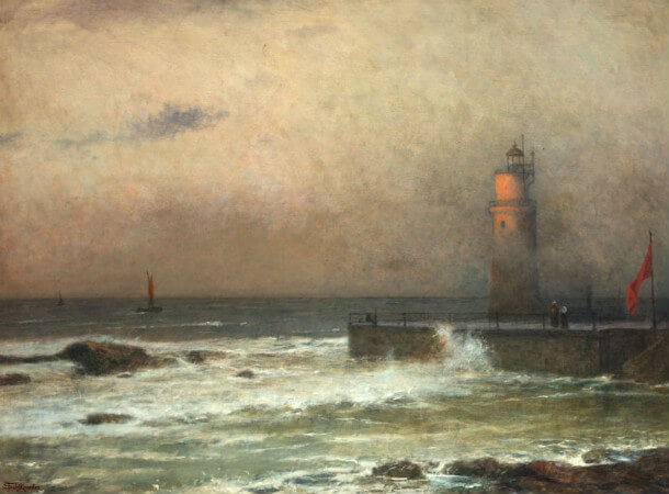 Jakub Schikaneder - Seascape with Lighthouse, 1924
