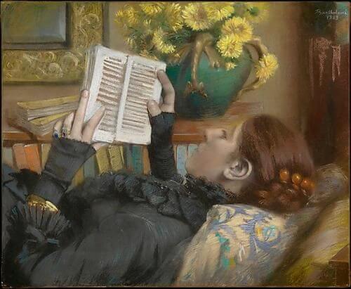 Albert Bartholome, The Artist's Wife (Perie) Reading, 1883