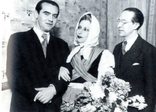 Federico Lorca, Margarita Xirgu, Cipriano Rivas Cherif, 1935