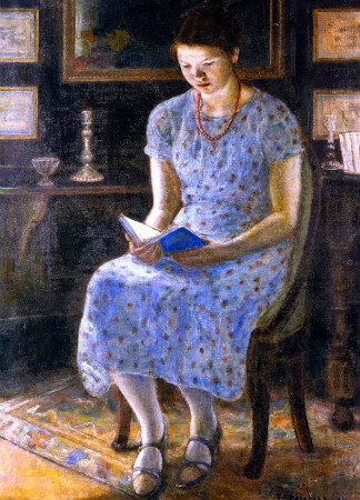 Frederick C. Frieseke, Blue Girl Reading, 1935