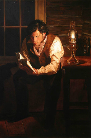 Jeffrey Hein, Man Reading by Lamplight