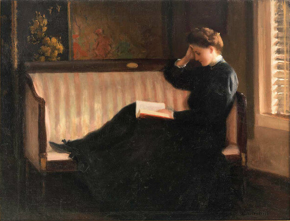William W. Churchill, Woman Reading By Candlelight, 1908