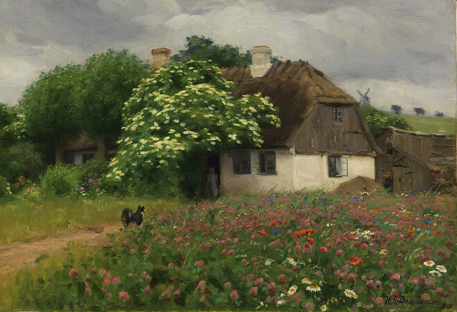 Hans Andersen Brendekilde, Farmhouse With Meadow Flowers
