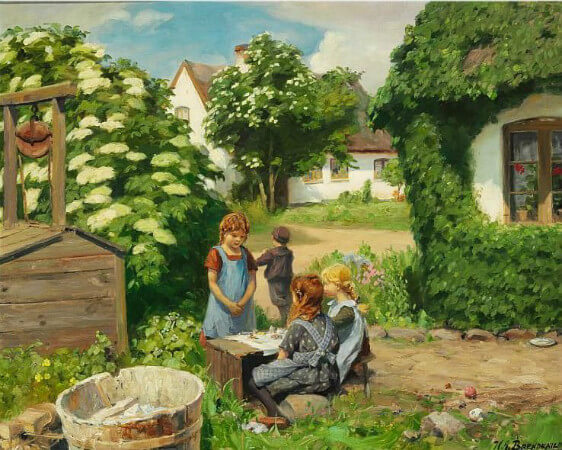 Hans Andersen Brendekilde, Little Girls Having Tea Party