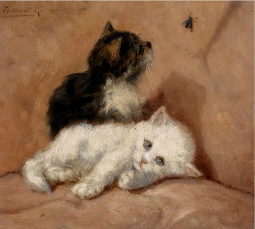 Henriette Ronner-Knip, Two Kittens And A Fly