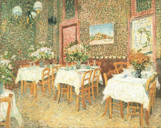 van gogh, interior of a restaurant, 1887