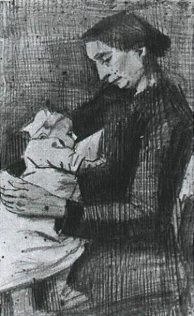 van gogh, sien nursing baby, 1882