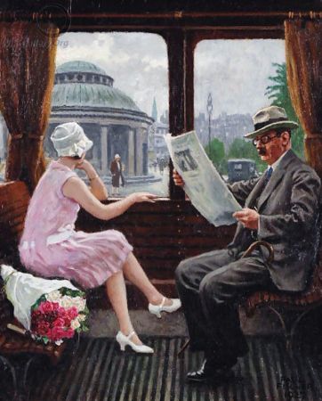 Paul Gustave Fischer, in the Train Compartment, 1927