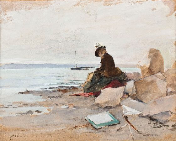 Alfred Stevens, Peintre a la plage