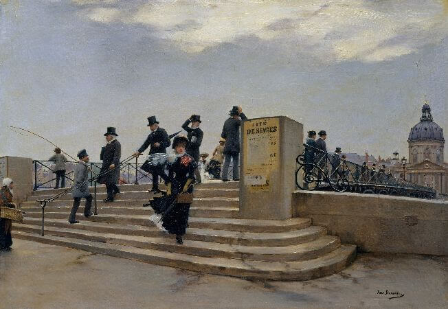 Jean Beraud - A Windy Day on the Pont des Arts, 1881