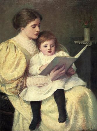 Frederick Warren Freer, Mother and Child Reading, 1896
