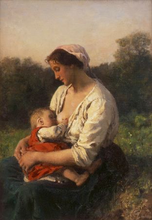 Jules Breton, Young Woman Nursing Her Child, 1873