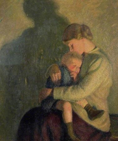 Sir William Rothenstein, Mother And Child Candlelight