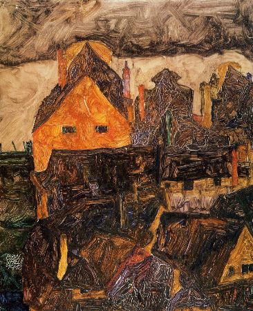 Egon Schiele, The Old City (Krumau), 1912
