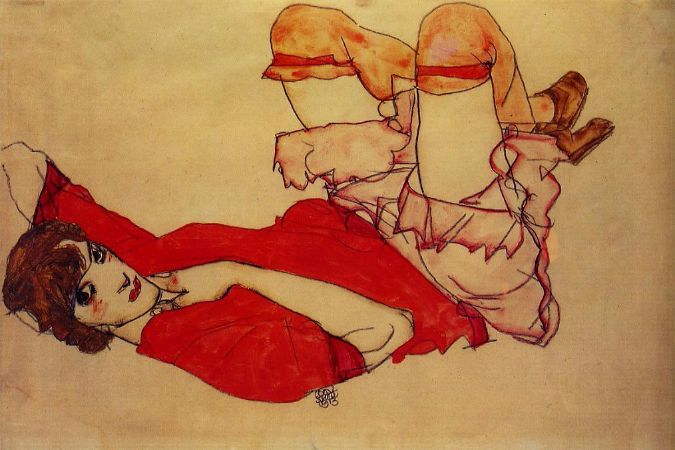 Egon Schiele, Wally With A Red Blouse, 1913