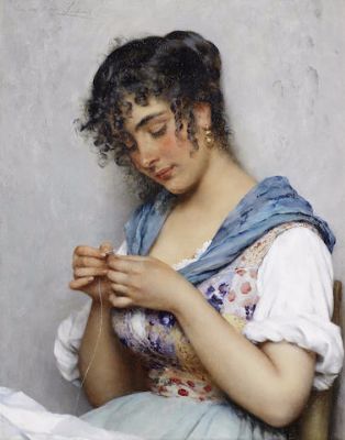 Eugene de Blaas, The Italian Seamstress