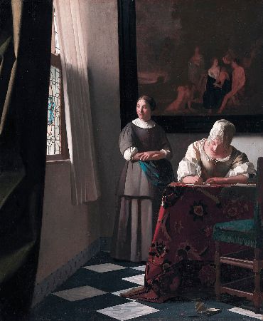 Johannes Vermeer, Lady Writing A Letter With Her Maid, 1670