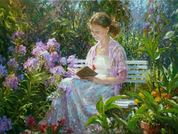 Barbara Jaskiewicz, Girl Reading In The Garden