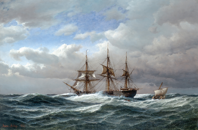 Anton Melbye, Ankunft des Lotsenbootes, 1867