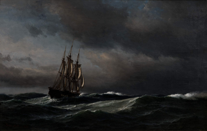 Anton Melbye, Die Danische Kriegsfregatte Thetis Im Adriatischen Meer, 1864
