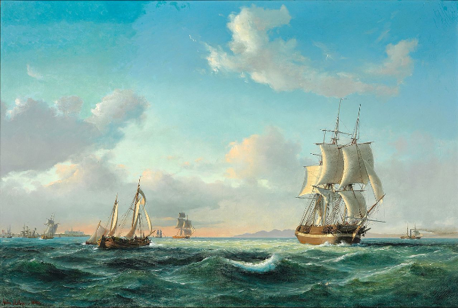 Anton Melbye, Numerous Sailing Ships At Sea, 1849