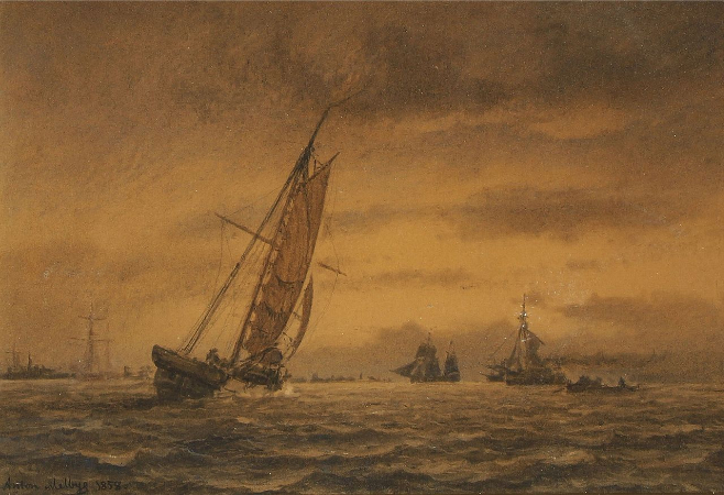 Anton Melbye, Numerous Sailing Ships At Sea, 1858