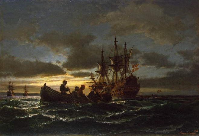 Anton Melbye, Sea At Night, 1865
