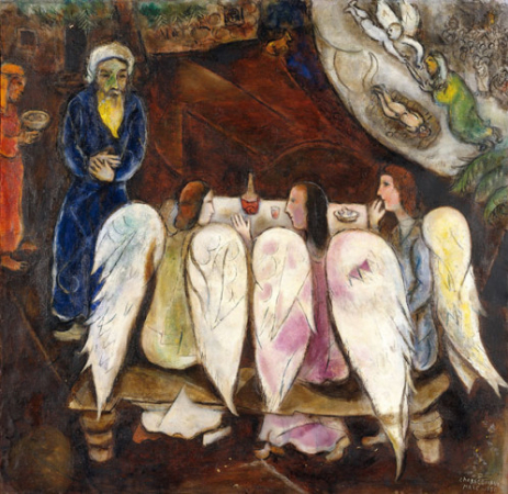 Marc Chagall, Abraham and Three Angels, 1940-50