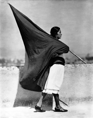 Tina Modotti, Woman With Flag, Mexico City, 1928