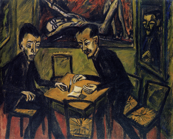 Erich Heckel, Two Men At A Table, 1912