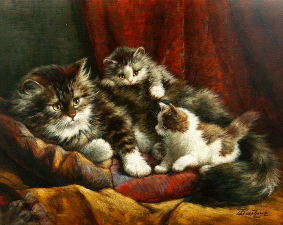 Cornelis Raaphorst, Mother and Kittens