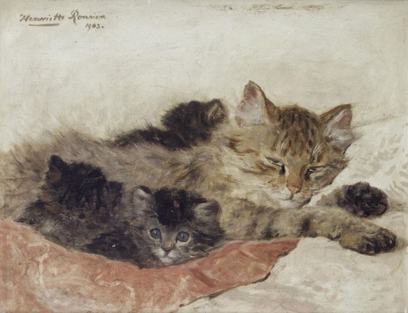 Henriette Ronner-Knip, Cat and Kittens